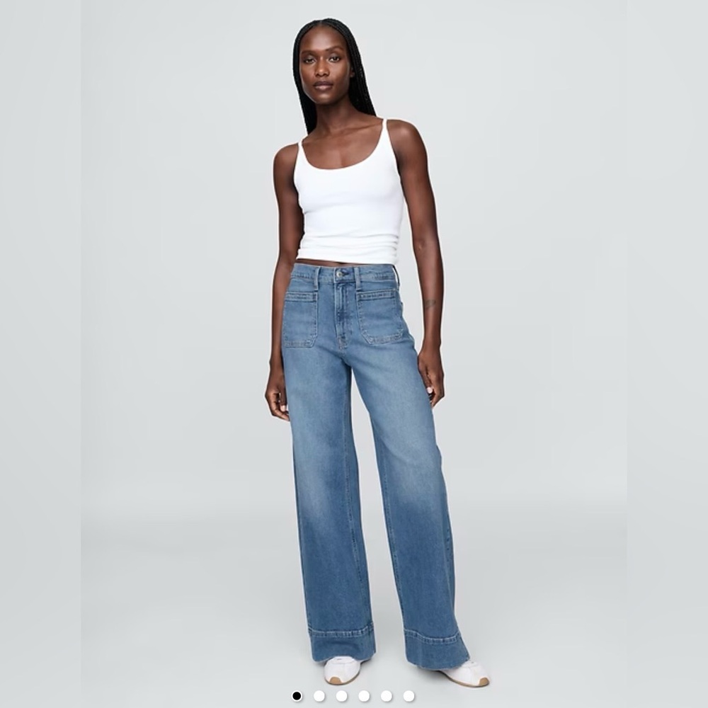 GAP High Rise Stride Wide-Leg Jeans Women’s Size 28/6 Regular. Color Medium Wash - Picture 12 of 12